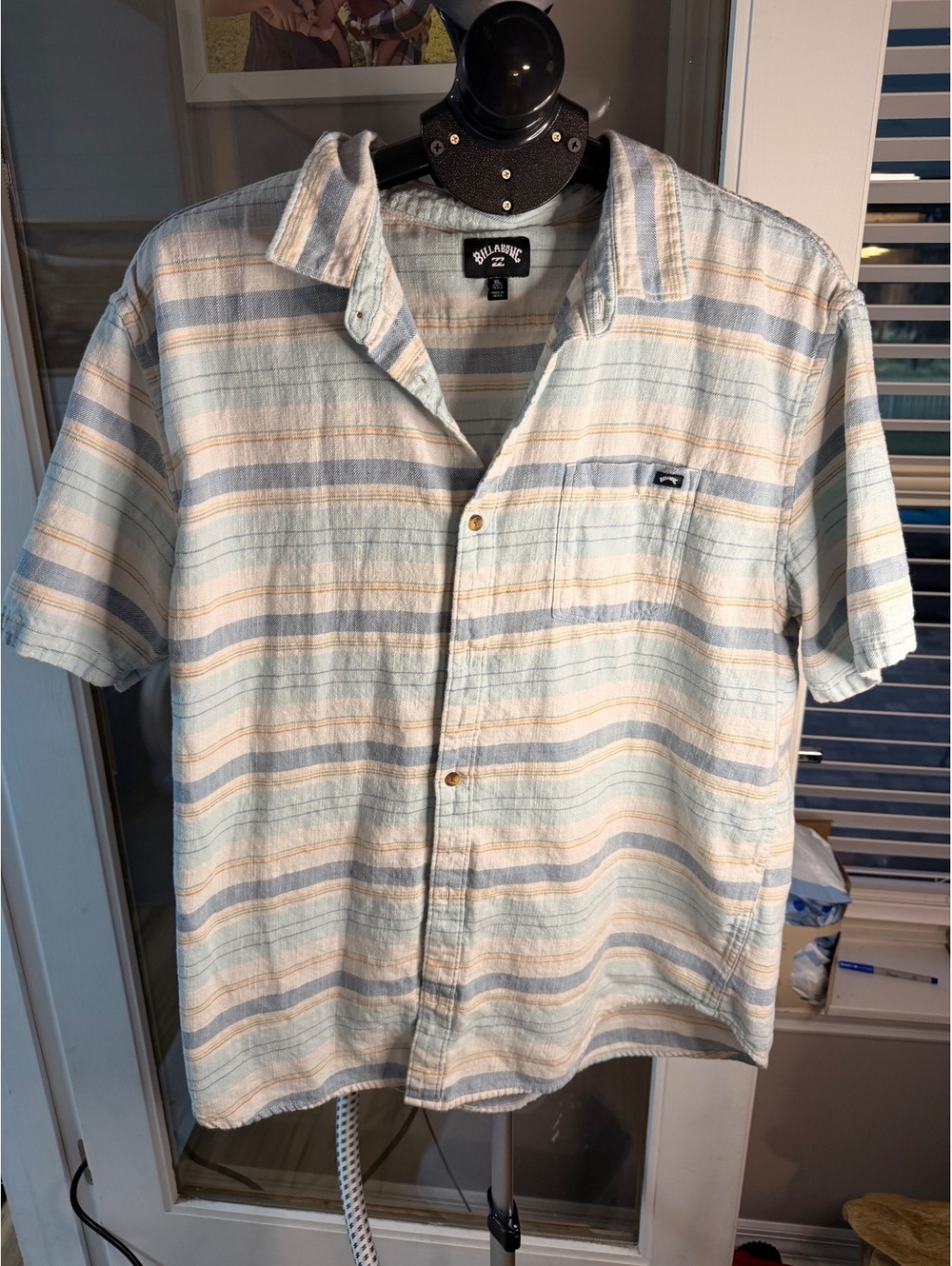 Billabong Striped short sleeve button front shirt